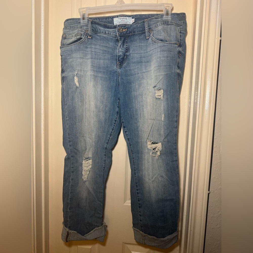 Torrid Light Blue Boyfriend Jeans with Distressed Details